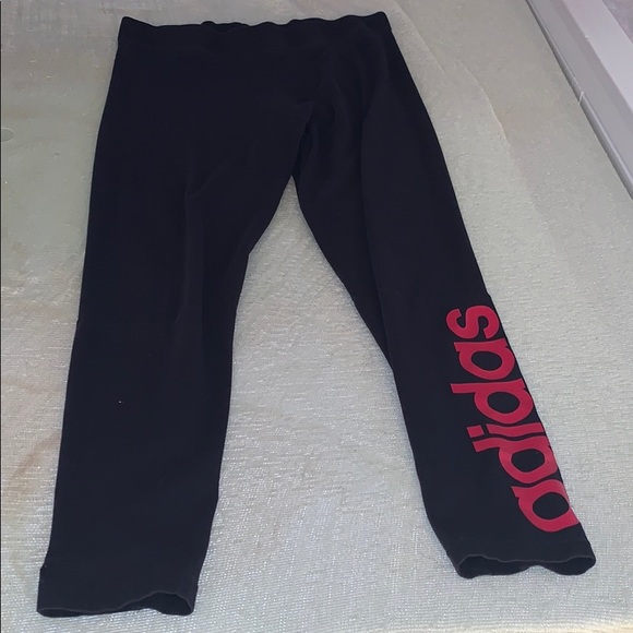 black adidas leggings red adidas label - Picture 1 of 3
